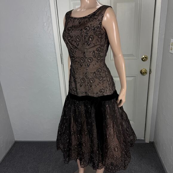 Vintage 50's 60s Nicholas Ungar Dress Acetate Floral Party Formal Evening YY25 - Picture 3 of 8